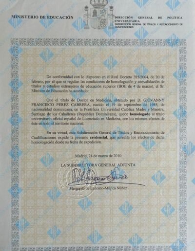 Homologación tituló medicina en España